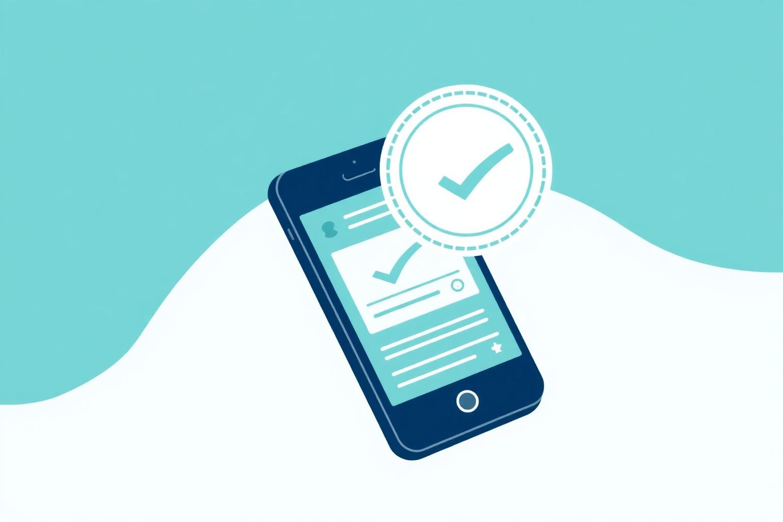 Illustration of a mobile phone showing a social media post with an ABPI compliance checkmark badge.